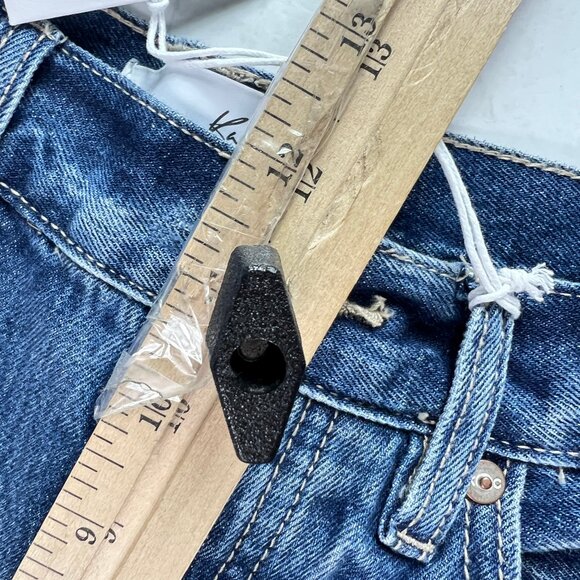 KanCan Jeans Womens 27 90s High Rise Wide Leg Flare Blue Distressed Cotton Denim - Picture 15 of 16